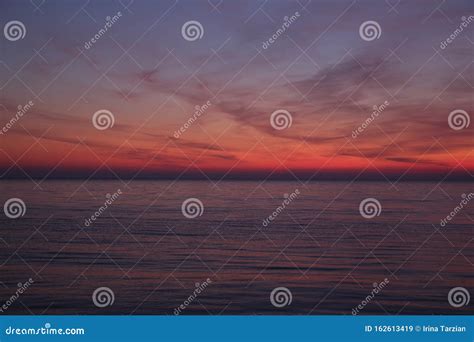 Beautiful Red Sunset On The Sea Bright Colors Of Sunset Are Reflected
