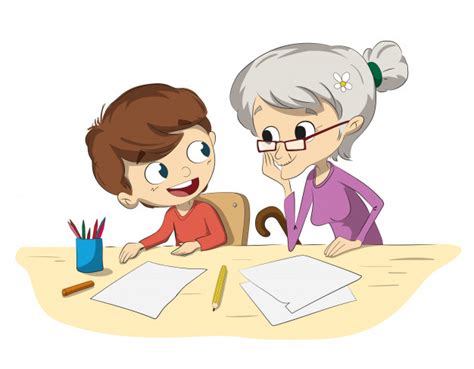 Encuentra imágenes de alta resolución y gran calidad en la biblioteca de getty images. Un niño y una abuela haciendo sus deberes | Vector Premium