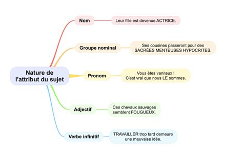 Carte Mentale De La Nature De L Attribut Du Sujet Coll Ge Apprendre R Viser M Moriser