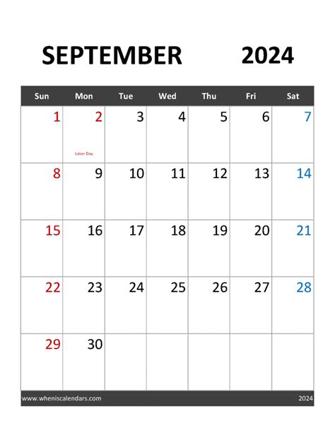 September Calendar 2024 Free Printable Monthly Calendar