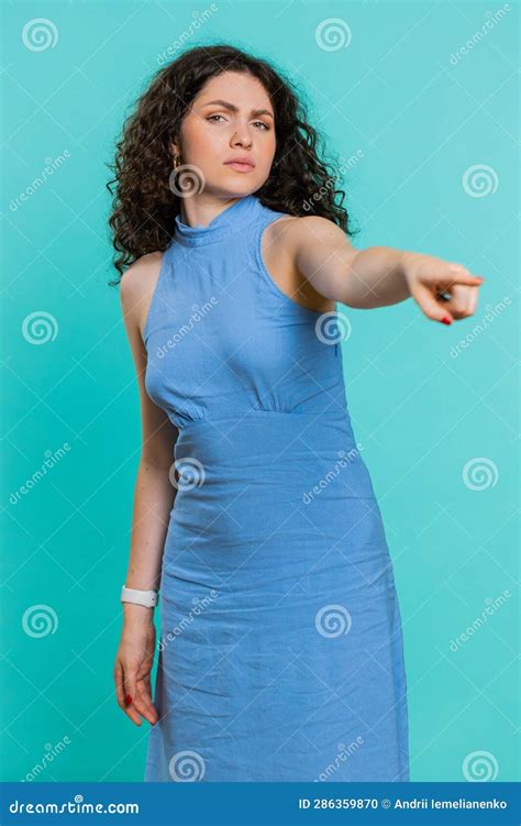 caucasian woman pointing finger away asking to leave her alone strict boss firing conflict