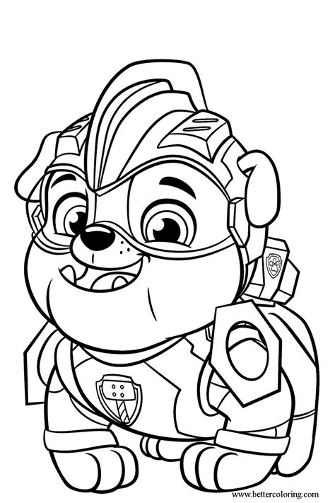 Rubble From Mighty Pups Coloring Pages Free Printable Coloring Pages