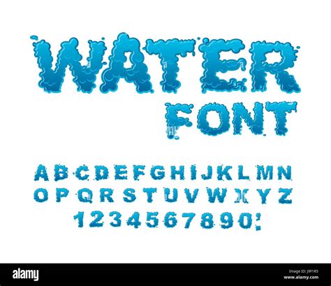 Water Font Aqua Alphabet Drops Of Water Abc Wet Letters Stock Vector