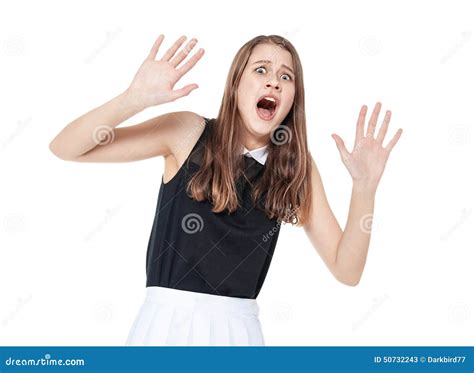 Scared Young Beautiful Teenage Girl Screaming Isolated Royalty Free