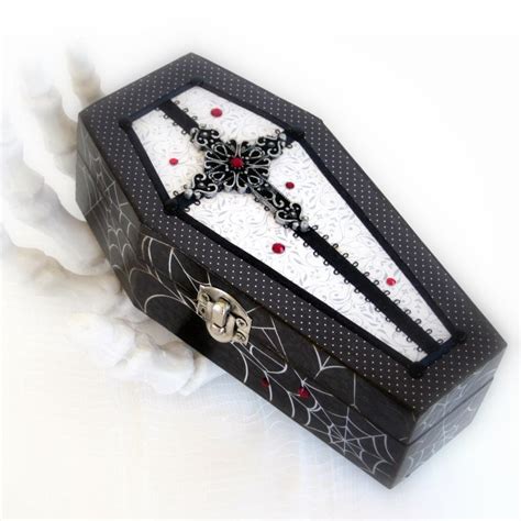 Coffin Jewelry Box Decoupaged Halloween Keepsake Box By Rrizzart