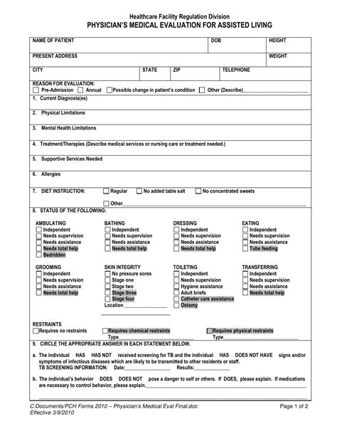 Georgia United States Physicians Medical Evaluation For Assisted Living Fill Out Sign