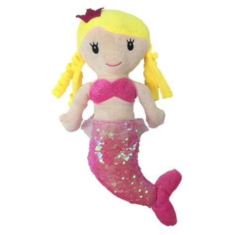 Linzy Toys 14 Inch Victoria Mermaid With Pink Sequins Plush Doll