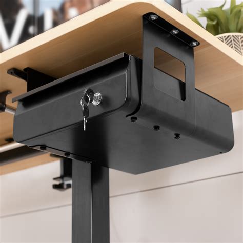 Vivo Black Lockable Pull Out Under Desk Storage Drawer Workspace