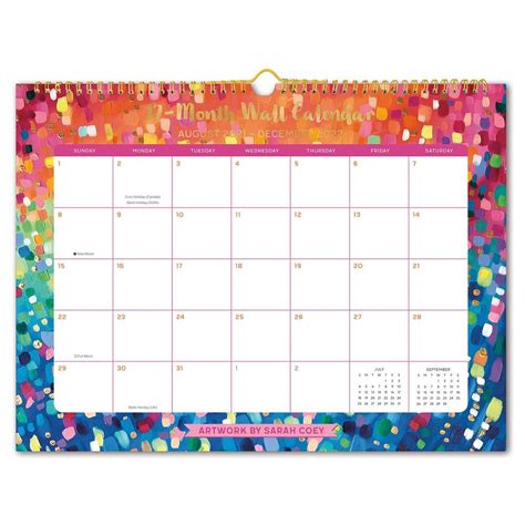 fresh and colorful designer high note 2022 wall calendar