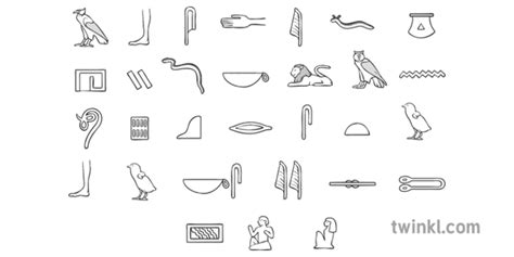 Egyptian Hieroglyphs Black And White Ilustración Twinkl