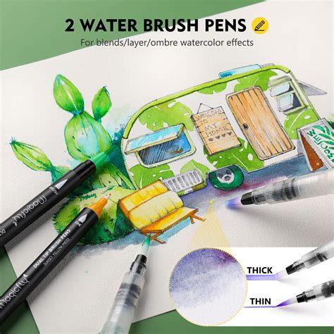 buy magicfly real brush pens 48 colors watercolor brush pens with flexible nylon brush dual