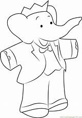 Babar King Happy Coloring Coloringpages101 sketch template