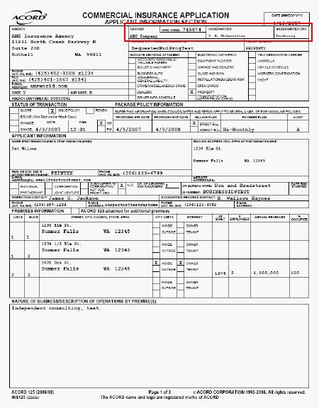 Free Fillable Acord 125 Form Printable Forms Free Online