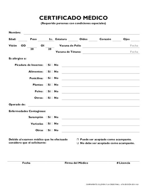 Certificado Medico De Salud En Blanco Para Imprimir Certificado