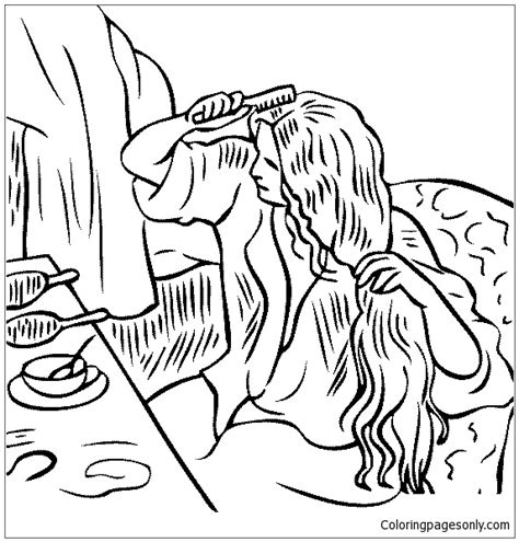 Edgar Degas - Woman at Her Toilette Coloring Pages - Arts & Culture