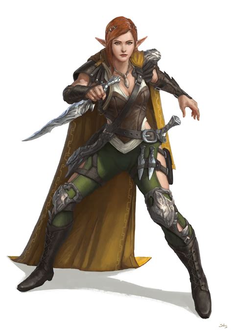 F High Elf Rogue Assassin Spy Med Armor Claok Shortswords Throwing Daggers Artstation Rogue