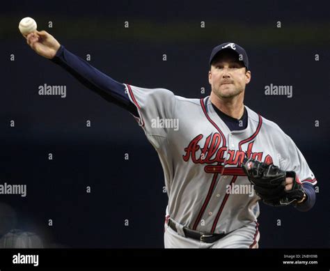 Atlanta Braves Starting Pitcher Derek Lowe Releases A Pitch Against The