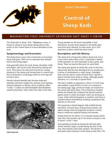 And the truth is you shouldn't have to worry about it. WSU Extension Publications|Control of Sheep Keds