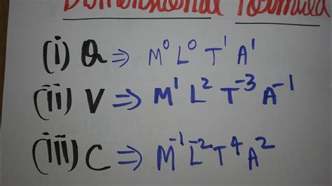 Find The Dimensional Formula For Charge Q Potential V And Capacitance