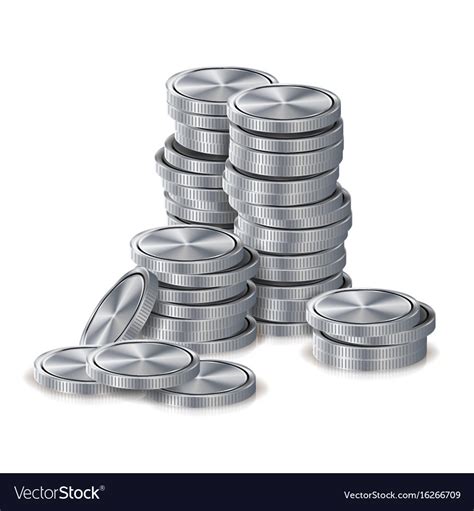 Silver Coins Stacks Silver Finance Icons Vector Image