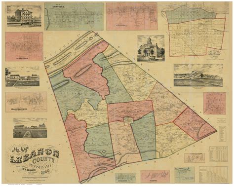 Lebanon County Pennsylvania 1860 Old Map Reprint Old Maps