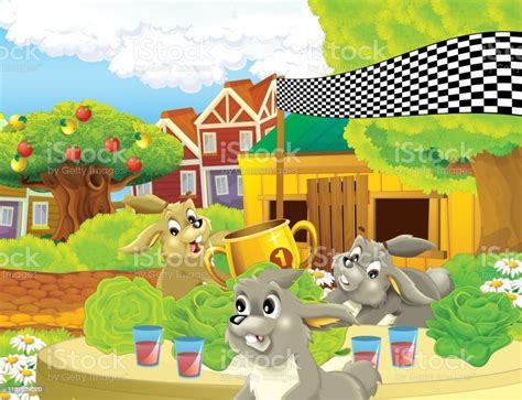 Cartoon Farm Scene Happy Dog Is Looking Stock Illustration Download
