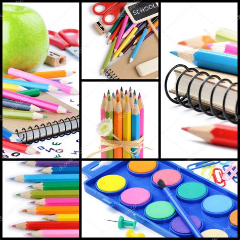 Colorful School Supplies Collage — Stock Photo © Paulgrecaud 12728103