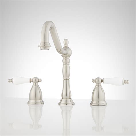 The single handle faucet on my bathtub leaks. Victorian Widespread Bathroom Faucet - Porcelain Lever Handles - Bathroom