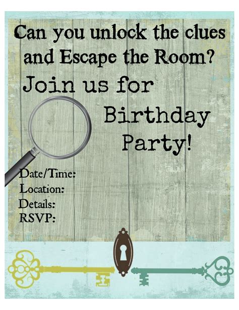 Escape Room Birthday Party Invitations Free Printable
