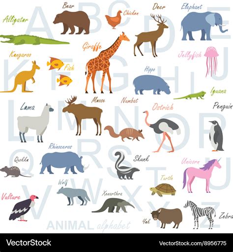 Animal Alphabet Poster For Children Royalty Free Vector