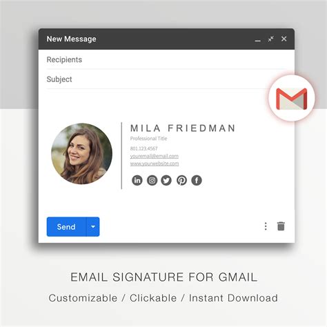 Gmail Email Signature Template A Modern Email Signature Etsy Ireland