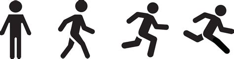 stick figure walk and run running animation posture stickman people icons set man in