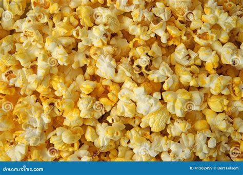 Close View Of Buttered Popcorn Stock Image Image Of Close Microwaved