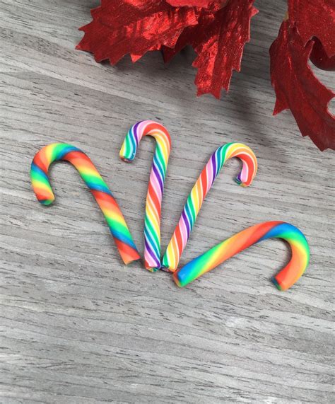 3 Mini Rainbow Resin Candy Canes In 2 Styles Etsy