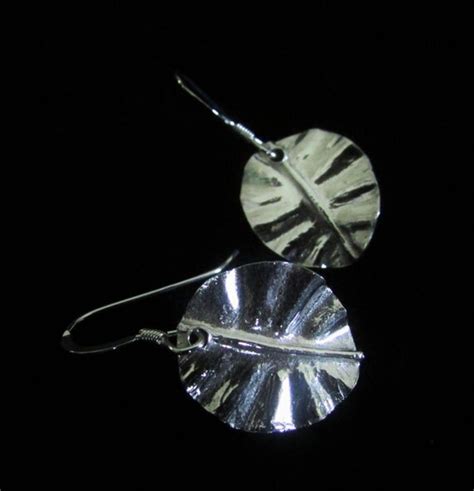 Lily Pad Fine Silver Earrings By Robertajune On Etsy
