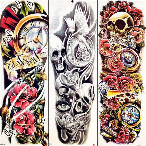 For men, tribal half sleeve tattoos showcase masculinity, power, strength, determination, and loyalty. 25 Desgin Colorful Temporary Tattoo Black Demon Flower ...