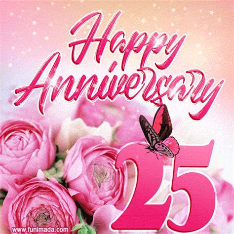 Happy 25th Anniversary Amazing Flowers And Glitter Funimada