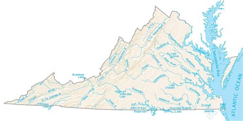Virginia Lakes And Rivers Map Gis Geography
