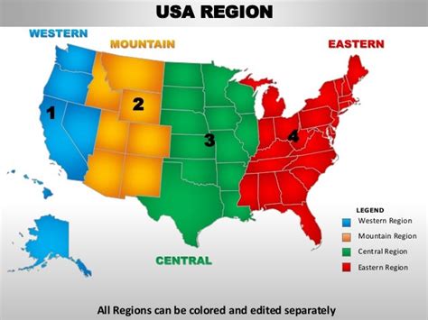 Usa Western Region Country Editable Powerpoint Maps With States And C