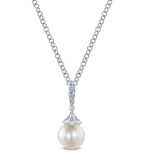 14k White Gold Pearl And Diamond Necklace Nk4499w45pl 000