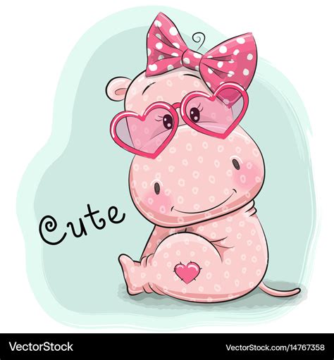 Cute Drawing Hippo Girl Royalty Free Vector Image