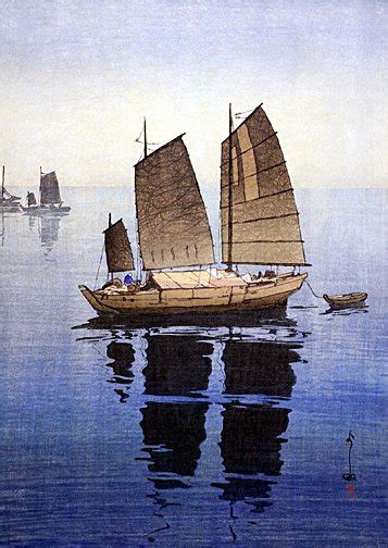 Sailing Boats Forenoon Japanese Art Print By Yoshida