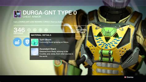 Destiny Legendary Armor Durga Gnt Type 0 Chest Armor Youtube