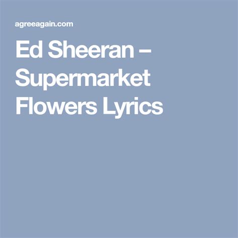 Ed Sheeran Supermarket Flowers Lyrics Supermarket Flowers Lyrics