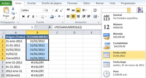 Formula Para Fecha En Excel