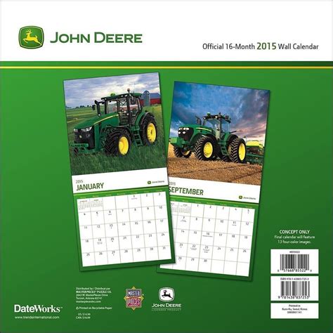 855022 2015 Monthly Wall Calendar John Deere Tractors 115 X 115