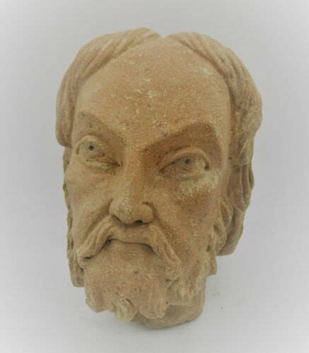 Rare Ancient Greek Terracotta Head Statue Fragment Male Head Circa