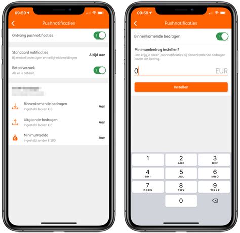 So sind sie mit dem smartphone. ING-app met meldingen: notificaties voor af- en ...