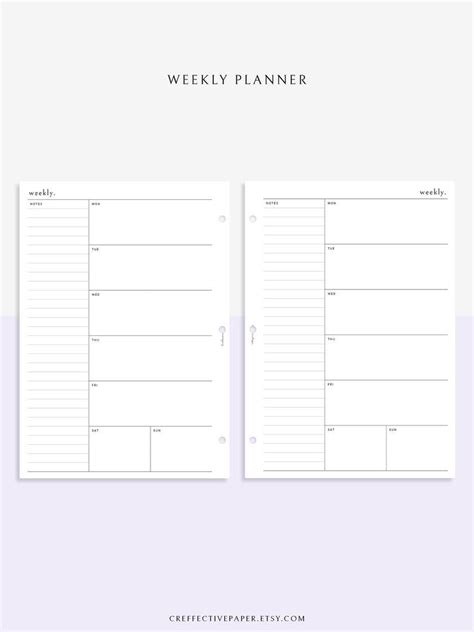 Minimal Weekly Planner Printable Template Notepad Week At A Etsy