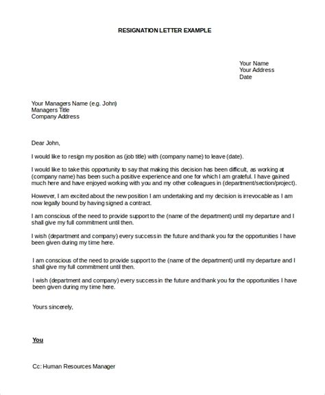 Free 14 Sample Resignation Letter Templates In Pdf Ms Word